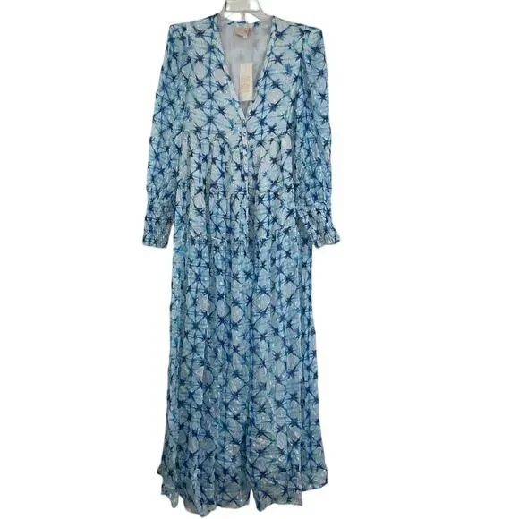 Rococo‎ Sand Volna Maxi Blue Multi Metallic Sparkle Bohemian Glam Size Small